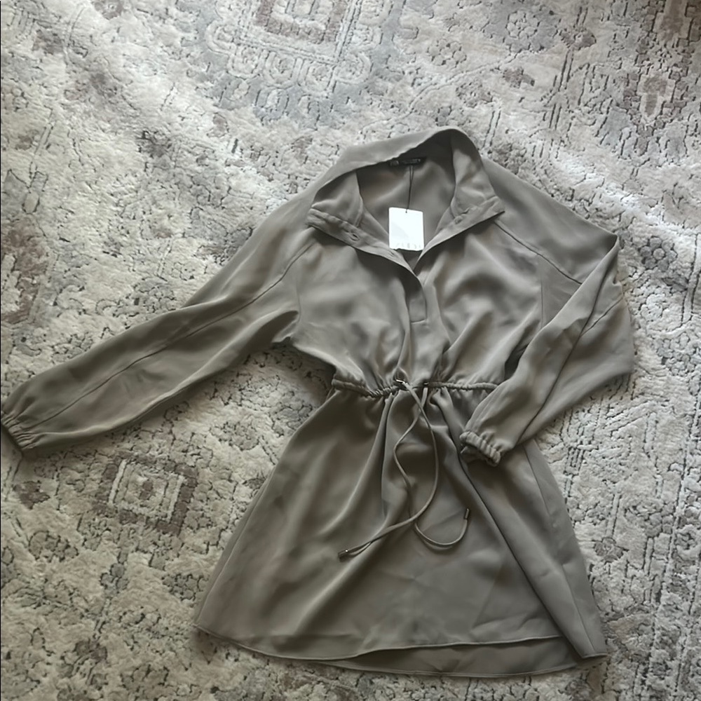 Zara Green Long Sleeve Tie Front Tunic